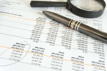 Business report statement for analysis and review market share and budgetの写真素材