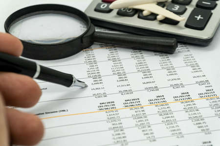 financial statement read and check number for business analysisの写真素材