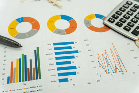 financial statement read and check number for business analysisの写真素材