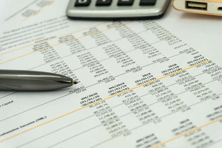 financial statement read and check number for business analysisの写真素材