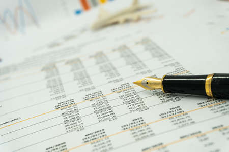 financial statement read and check number for business analysisの写真素材