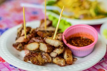 grilled barbecue pork bellyの写真素材