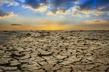 dry and cracked land from natural disaster sceneの写真素材