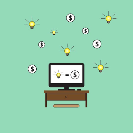 computer and ideas into moneyのイラスト素材