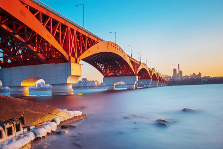 seongsan bridge in koreaの写真素材