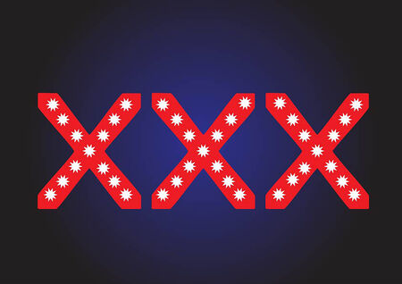 Lights XXX marquee for adult content materialのイラスト素材