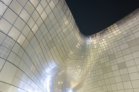 SEOUL, SOUTH KOREA - FEBRUARY 3: Dongdaemun Design Plaza is a modern architecture in Seoul designed by Zaha Hadid.Photo taken February 3,2015 in Seoul, South Korea.のeditorial素材