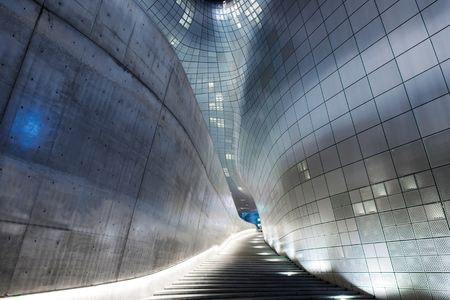 SEOUL, SOUTH KOREA - FEBRUARY 3: Dongdaemun Design Plaza is a modern architecture in Seoul designed by Zaha Hadid.Photo taken February 3,2015 in Seoul, South Korea.のeditorial素材