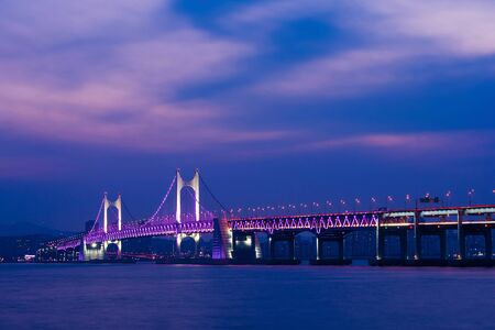 GwangAn Bridge and Haeundae in Busan,Koreaの写真素材