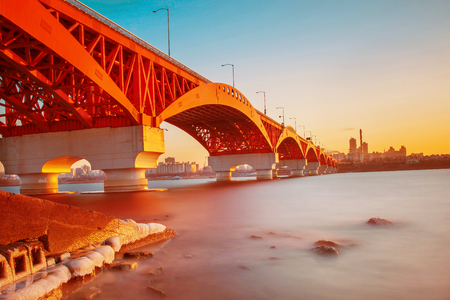 seongsan bridge in koreaの写真素材
