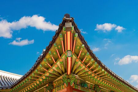 Roof of Gyeongbokgung palace in Seoul, Koreaのeditorial素材