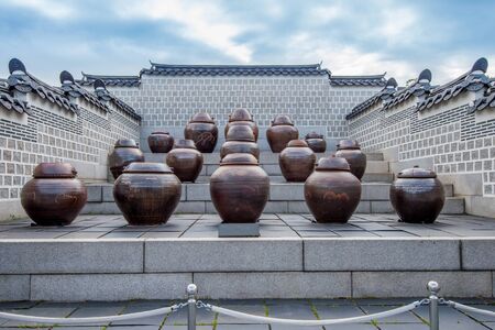 Jars or kimchi jars in South Korea.の写真素材
