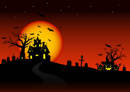 Halloween night and the moon background.のイラスト素材
