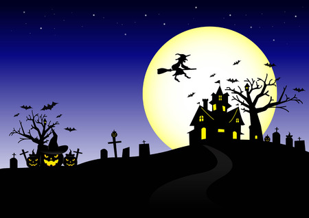 Halloween night and the moon background.vectorのイラスト素材