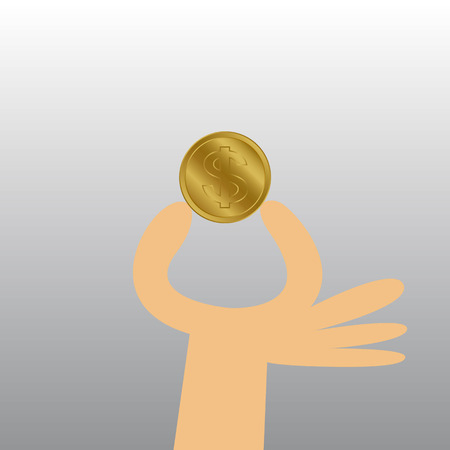 Hand holding a coin.のイラスト素材