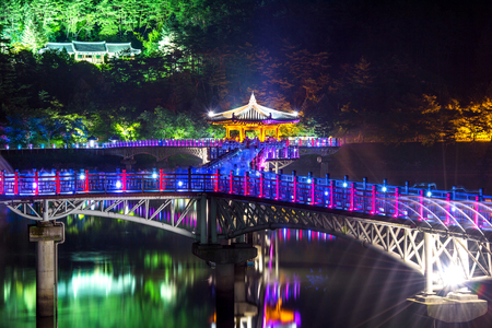Wooden bridge or Wolyeonggyo bridge in Andong,Korea.のeditorial素材
