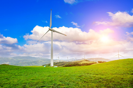 Wind turbines generating electricity.Eco Green Campus in South Korea. (Daegwallyeong Samyang Ranch)の写真素材