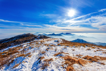 Peak of Deogyusan mountains in winter,South Korea.の写真素材