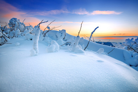 Sunrise on Deogyusan mountains covered with snow in winter,South Korea.の写真素材