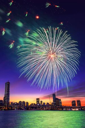 Seoul International Fireworks Festival in Korea.の写真素材