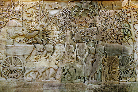Bas Relief Statue of Khmer Culture in Angkor Wat, Cambodia.の写真素材