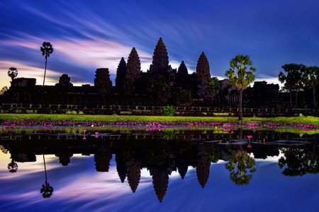 Angkor Wat Temple at night, Siem reap in Cambodia.の写真素材