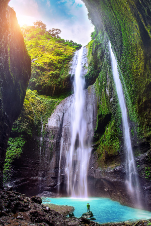 Madakaripura Waterfall is the tallest waterfall in Java and the second tallest waterfall in Indonesia.の写真素材