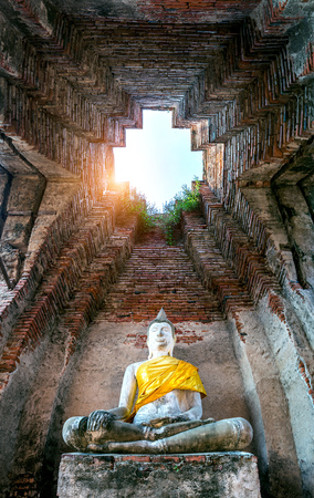 Buddha statue at Ayutthaya Historical Park, Thailand.のeditorial素材