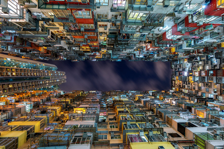 The old building at night, Hong Kong.の写真素材