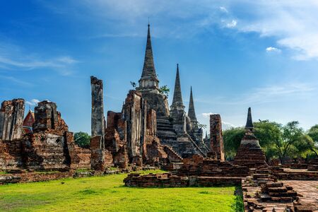 Wat Phra Si Sanphet temple in Ayutthaya Historical Park, Ayutthaya Province, Thailand.の写真素材