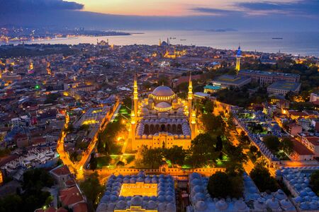 Aerial view of Istanbul city at sunrise in Turkey.の写真素材