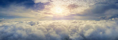 Panorama of Flying over the clouds.の写真素材
