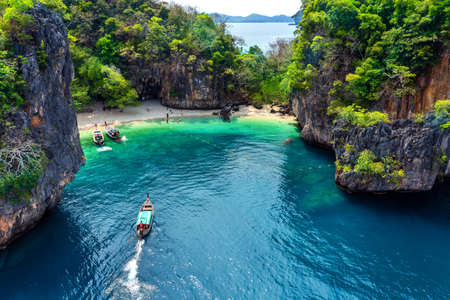 Aerial view of Lao Lading island in Krabi, Thailand.の写真素材