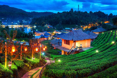 Ban Rak Thai village in Mae Hong Son province, Thailand.の写真素材