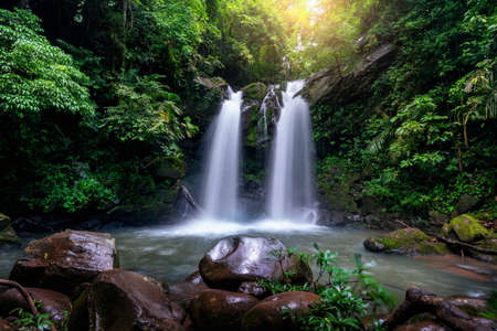Sapan Waterfall at Sapan village, Boklua in Nan Province, Thailand.の写真素材
