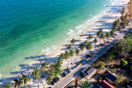 Aerial view of Thungwualaen Beach in Chum phon, Thailand.の写真素材