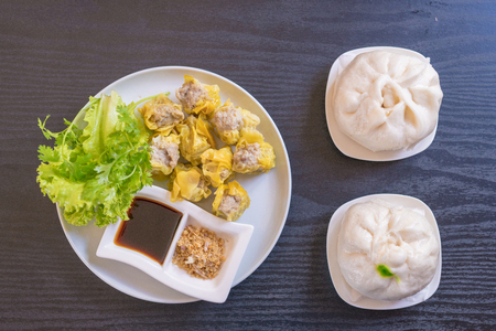 Chinese cuisine , Steamed Dumpling-Dim Som and Steamed stuff bun-Salapaoの写真素材