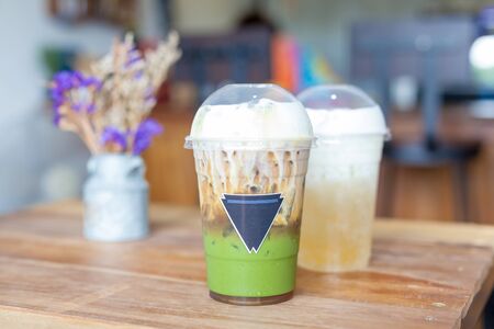 Cold green tea Milkshakeの写真素材