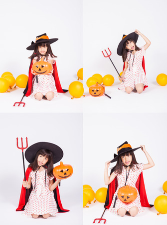 photo set 4 acting kid for halloweenの写真素材