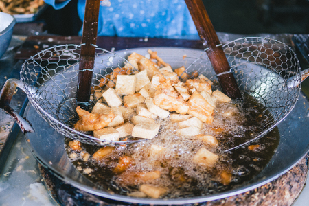 fried tofu and fried chickenの写真素材