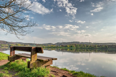 View of lake Kemnade Bochum, NordRhein Westfalia Germanyの写真素材