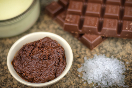 Chocolate ganache with ingredientsの写真素材