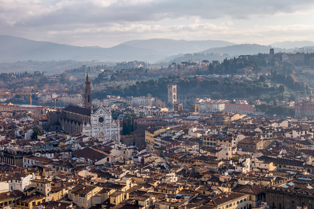 Beautiful aerial daytime view of Florence, Tuscany, Italyの写真素材