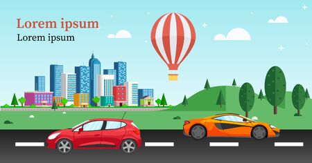 Carpool and green cityのイラスト素材