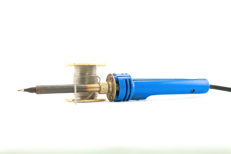 soldering iron soldering wire isolated on white backgroundの写真素材