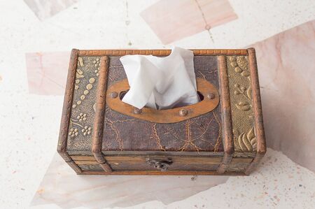 Wooden boxes, paper napkinsの写真素材