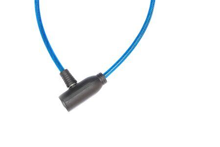 Blue bike lock,Equipment Bike binds isolated on white  background.