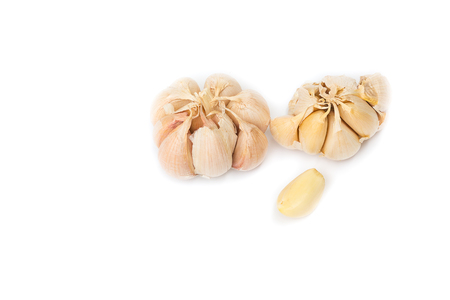 fresh garlic on white background.の写真素材