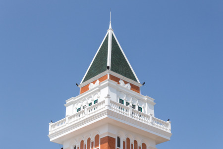 view from bottom building in city, on Blue sky background.の写真素材