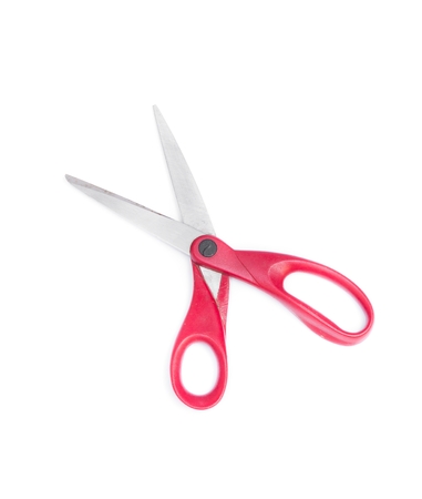 Red Scissors isolated on a white background.の写真素材